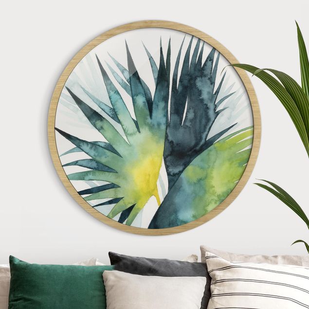 Framed prints round Tropical Foliage - Fan Palm