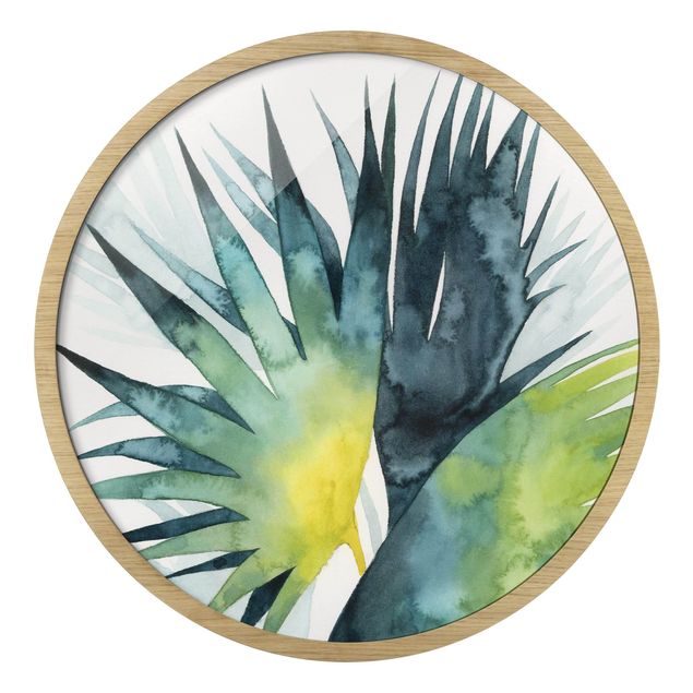 Circular framed print - Tropical Foliage - Fan Palm