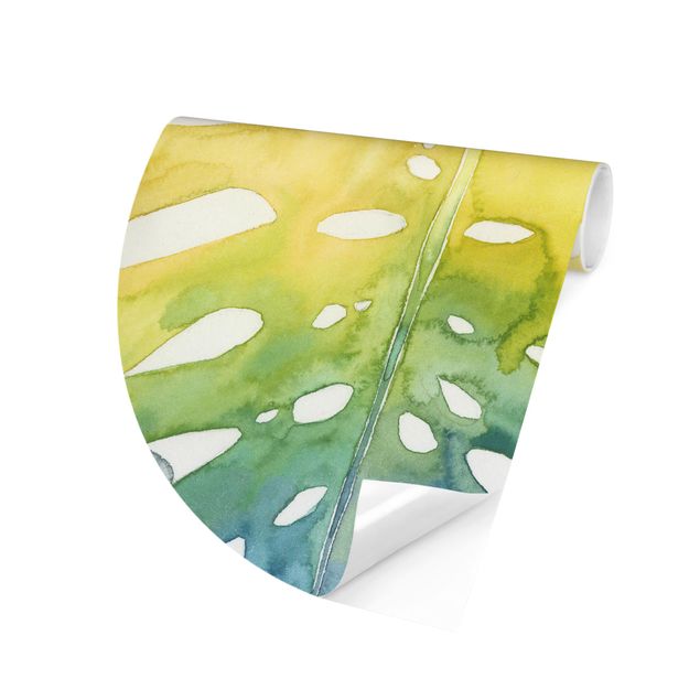 Self-adhesive round wallpaper kitchen - Tropical Foliage - Monstera