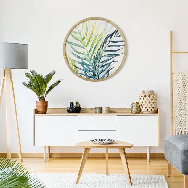 Circular framed print - Tropical Foliage - Palm Tree