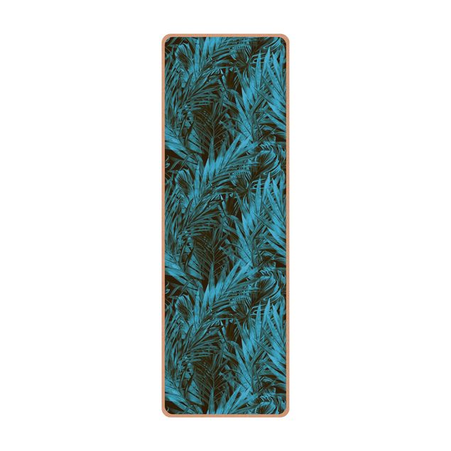 Yoga mat - Dark Tropical Undergrowth Blue