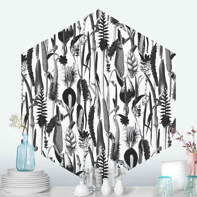 Wallpapers Tropical Luxury Pattern Black And White