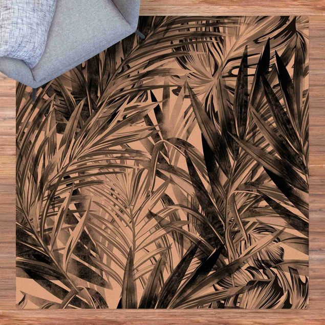modern area rugs Tropical Undergrowth Black