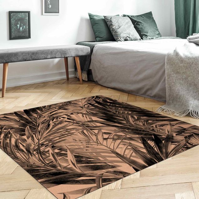 black area rug Tropical Undergrowth Black