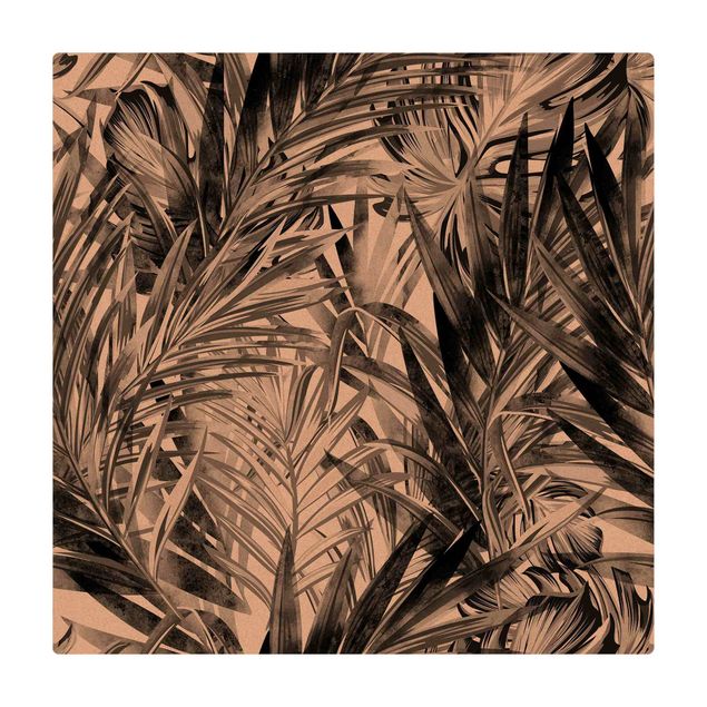 rug under dining table Tropical Undergrowth Black