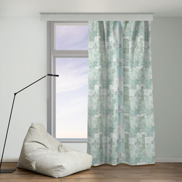 modern curtains for living room Turquoise Patchwork