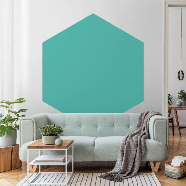 Self-adhesive hexagonal pattern wallpaper - Turquoise