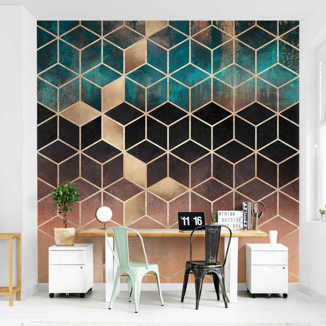 Wallpapers Turquoise Rosé Golden Geometry