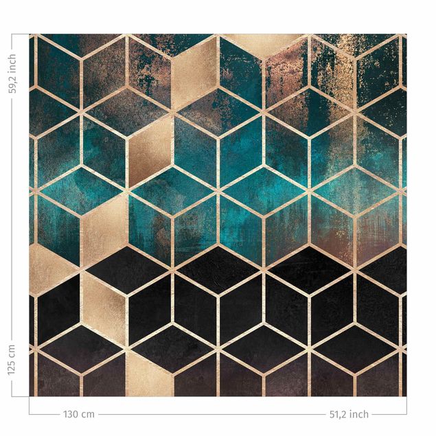 Patterned curtains Turquoise Rosé Golden Geometry
