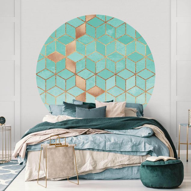 Wallpapers Turquoise White Golden Geometry