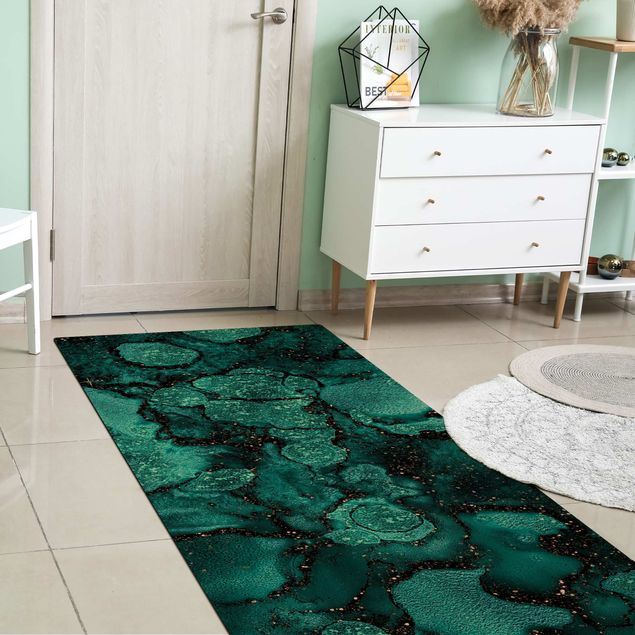 contemporary rugs Turquoise Drop With Glitter