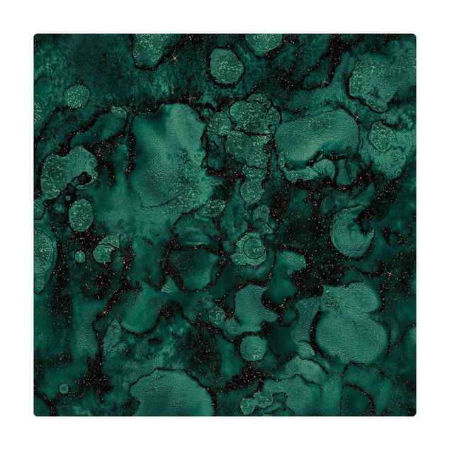 Cork mat - Turquoise Drop With Glitter - Square 1:1