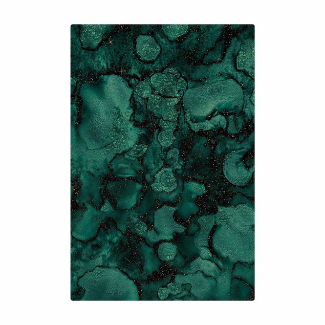 Cork mat - Turquoise Drop With Glitter - Portrait format 2:3