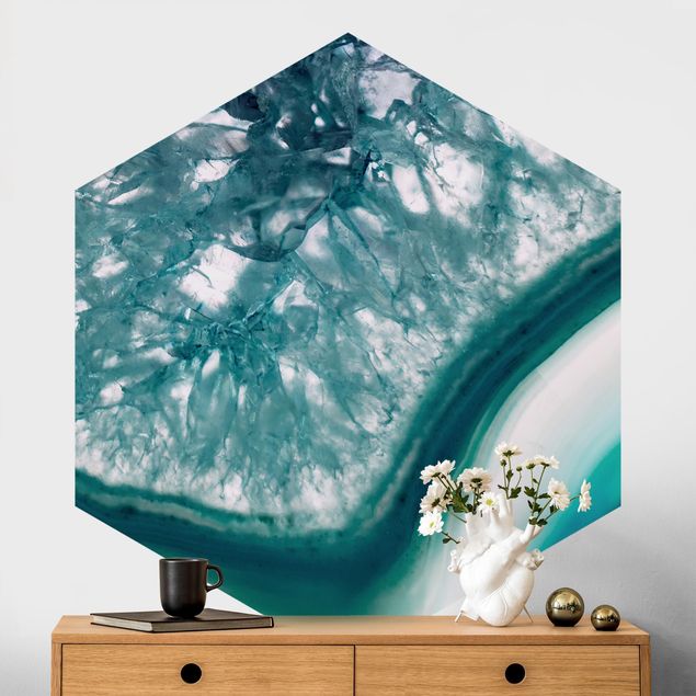 Hexagonal wallpapers Turquoise Crystal