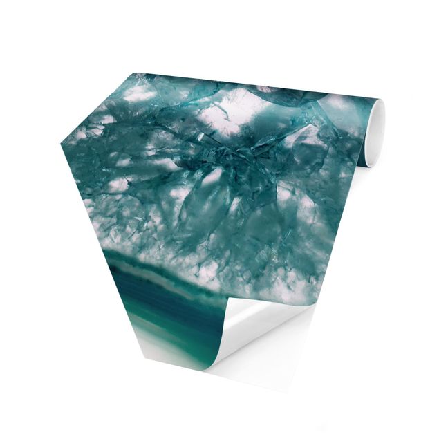 Self-adhesive hexagonal wall mural - Turquoise Crystal