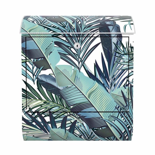 Letterbox - Turquoise Leaves Jungle Pattern