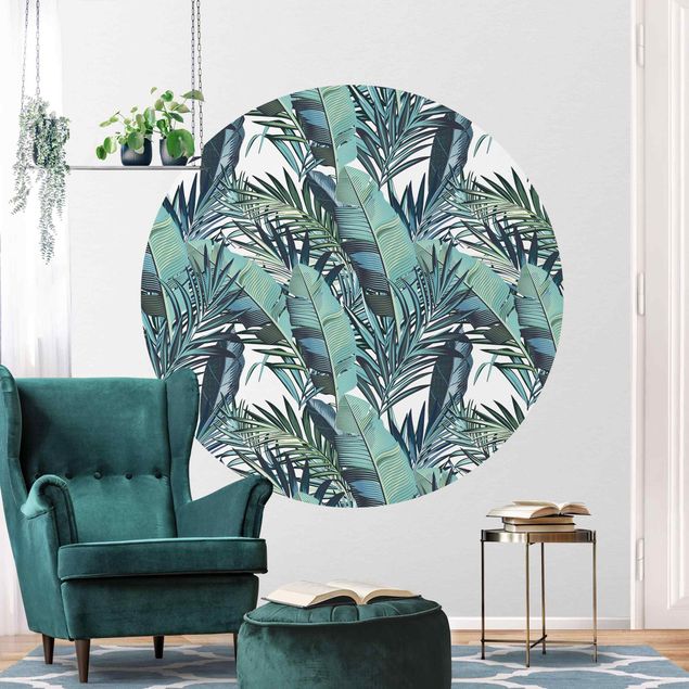Wallpapers Turquoise Leaves Jungle Pattern
