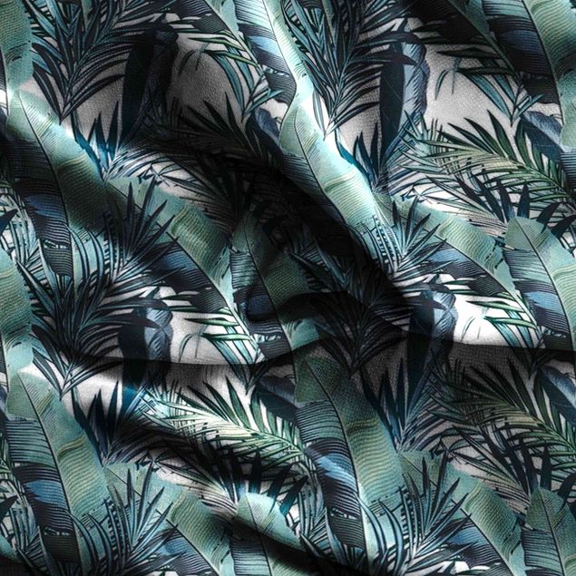 window curtains for bedroom Turquoise Leaves Jungle Pattern