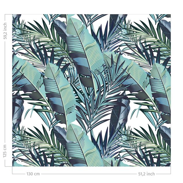 pattern curtains for living room Turquoise Leaves Jungle Pattern
