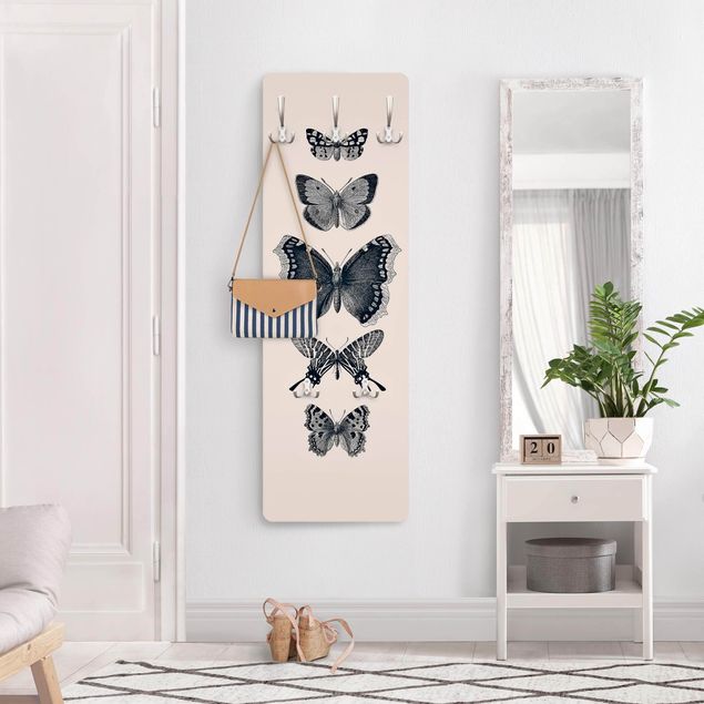 Coat rack modern - Ink Butterflies On Beige Backdrop