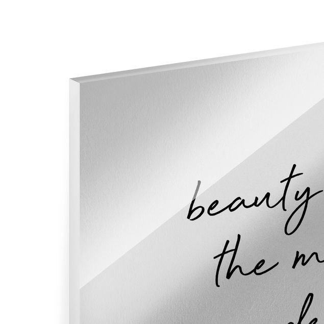 Glass print - Typography Beauty Begins Quote