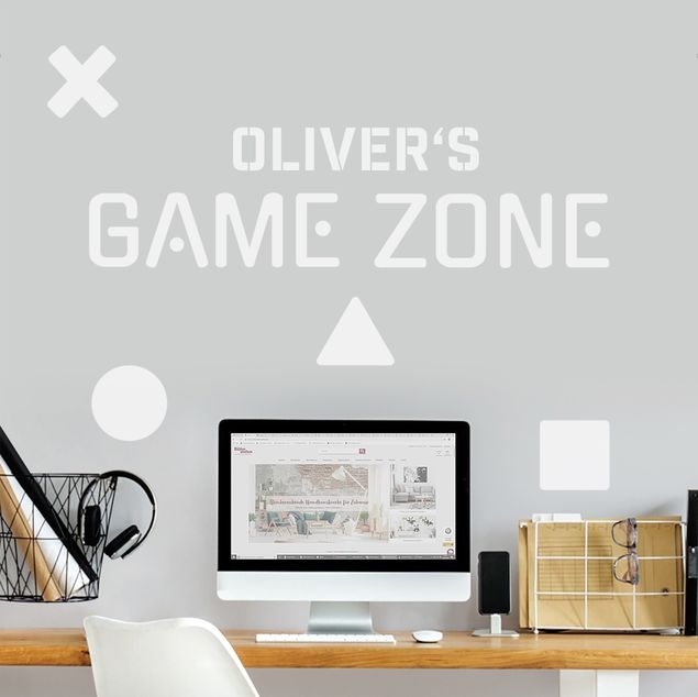 Wall stickers Typography Game Zone With Customised Name