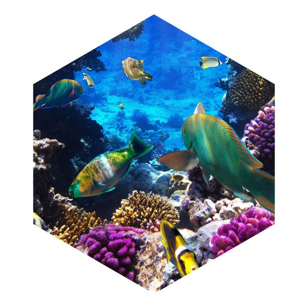 Self-adhesive hexagonal pattern wallpaper - Underwater Dreams