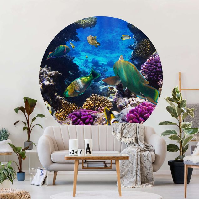 Self-adhesive round wallpaper beach - Underwater Dreams