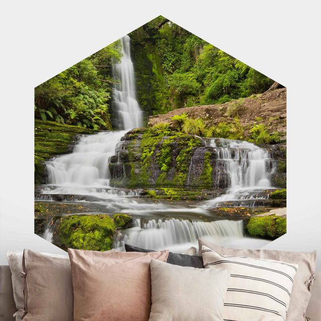 Hexagonal wallpapers Upper Mclean Falls In New Zealand