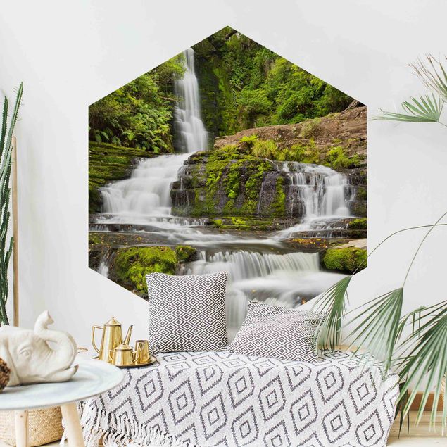 Self-adhesive hexagonal pattern wallpaper - Upper Mclean Falls In New Zealand