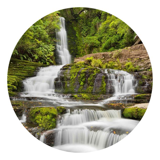 Self-adhesive round wallpaper - Upper Mclean Falls In New Zealand