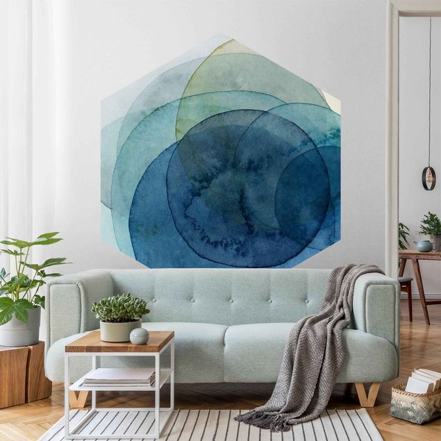 Self-adhesive hexagonal pattern wallpaper - Big Bang - Blue