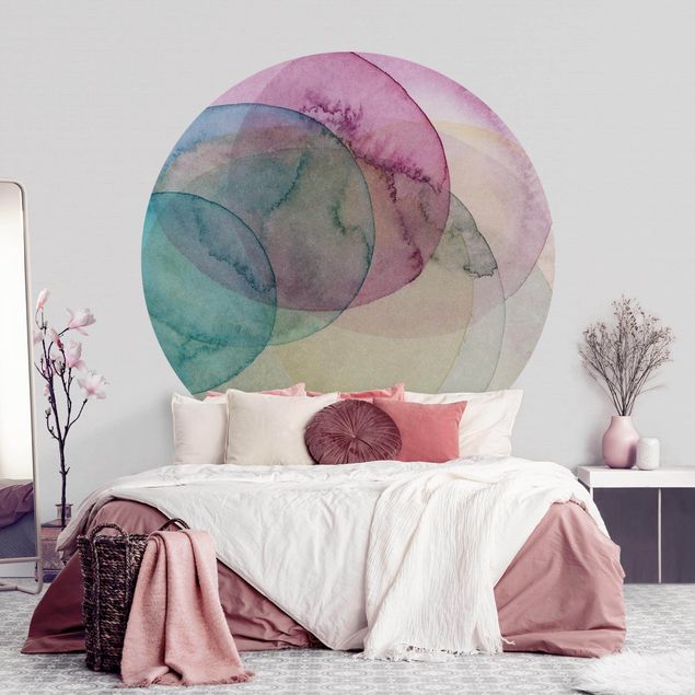 Self-adhesive round wallpaper - Big Bang - Pink