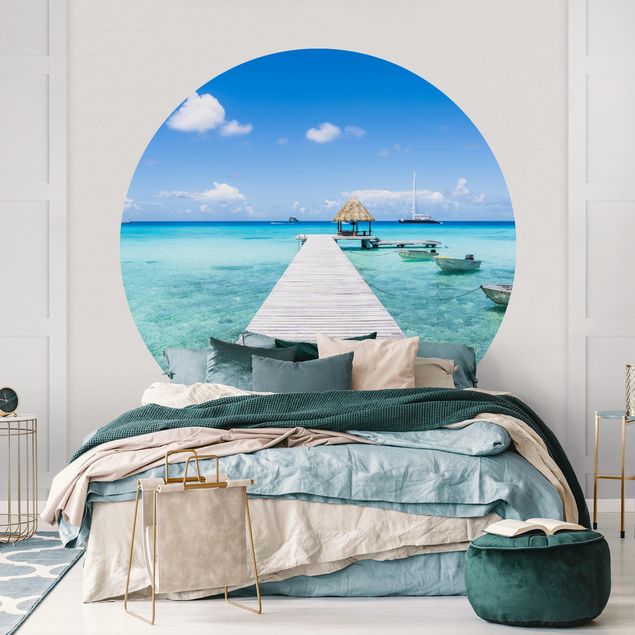 Self-adhesive round wallpaper - Tropical Vacation