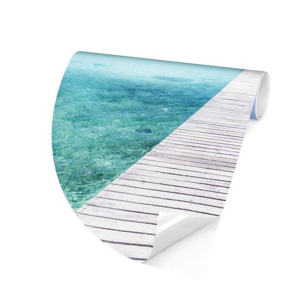 Self-adhesive round wallpaper - Tropical Vacation