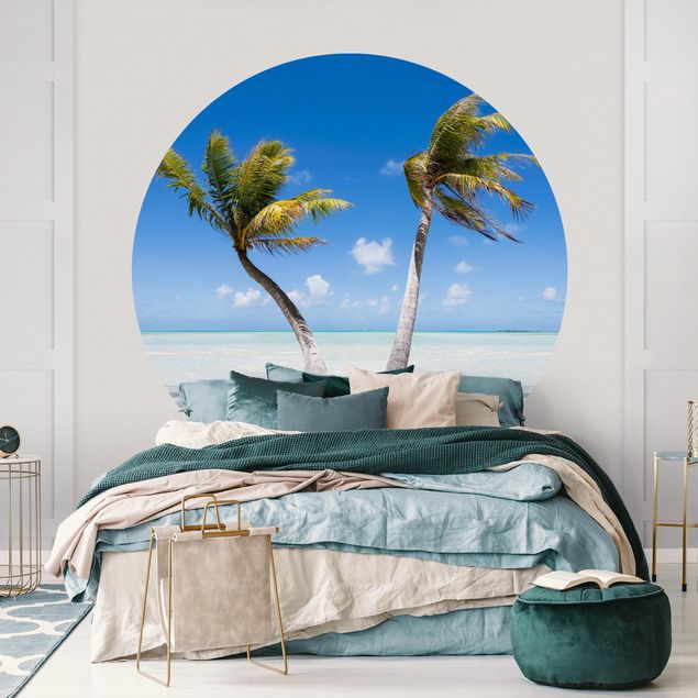 Self-adhesive round wallpaper - Beneath Palm Trees