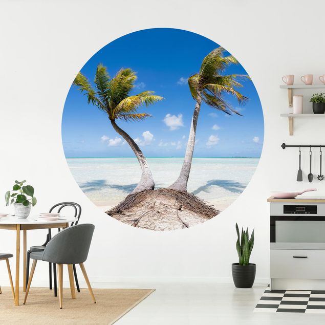 Self-adhesive round wallpaper - Beneath Palm Trees