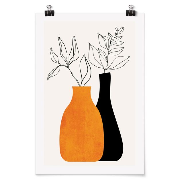 Poster art print - Vases With Illustrated Branches - 2:3