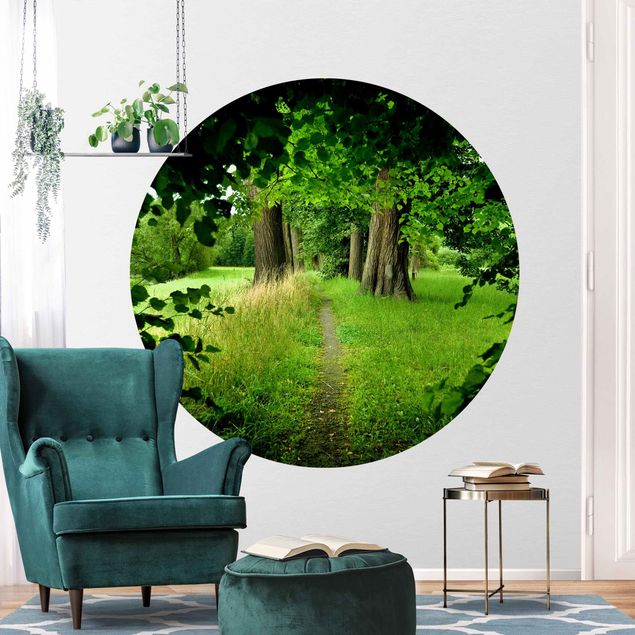 Self-adhesive round wallpaper forest - Hidden Clearing