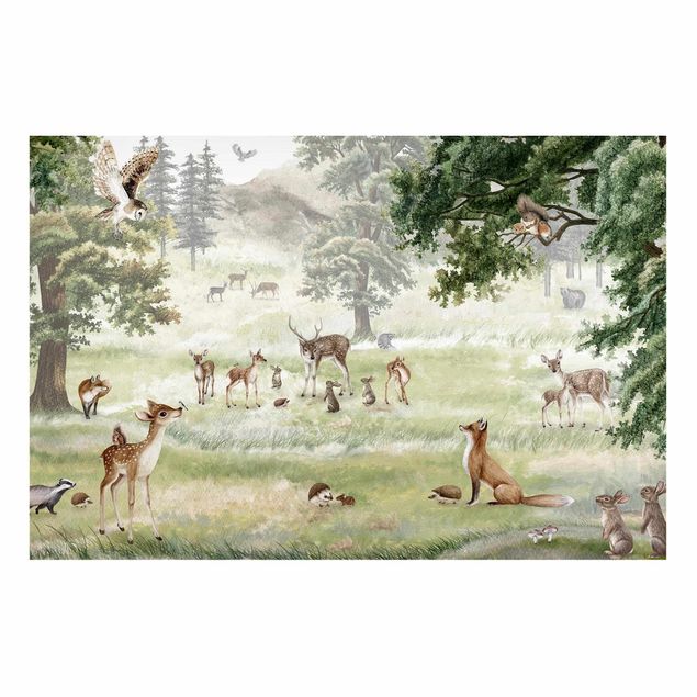Magnetic memo board - Gathering of forest animals