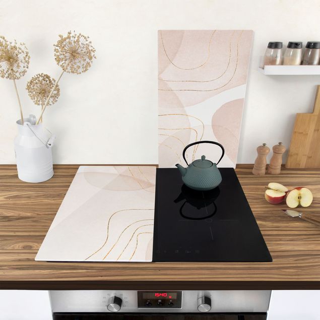 Stove top covers - Playful Impression With Golden Lines