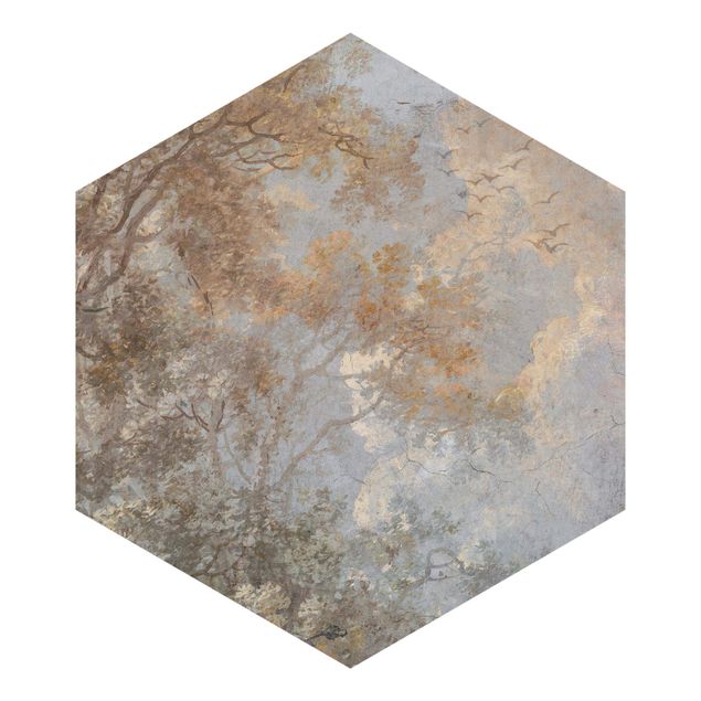Self-adhesive hexagonal wall mural - Hidden Clearing In The Clouds