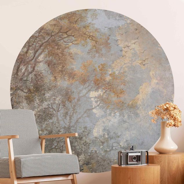 Self-adhesive round wallpaper - Hidden Clearing In The Clouds
