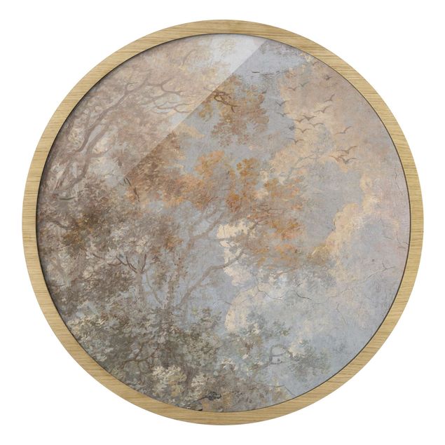 Circular framed print - Hidden Clearing In The Clouds