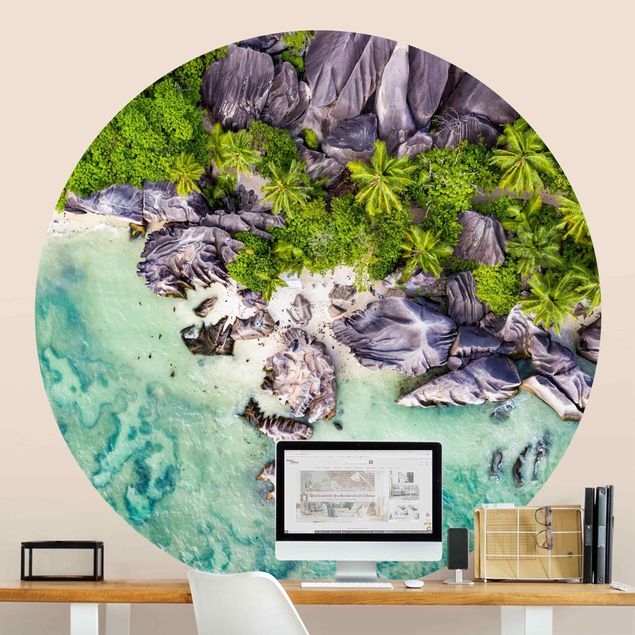 Self-adhesive round wallpaper - Hidden Beach