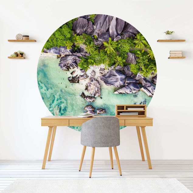 Self-adhesive round wallpaper - Hidden Beach