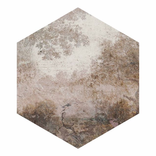 Self-adhesive hexagonal pattern wallpaper - Hidden Forest On The Horizon