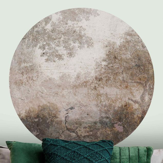 Self-adhesive round wallpaper - Hidden Forest On The Horizon
