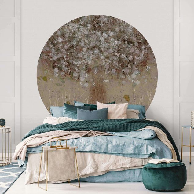 Self-adhesive round wallpaper - Dreaming Tree In A Meadow