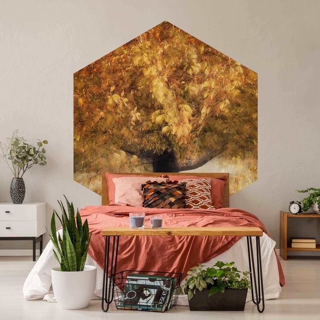 Self-adhesive hexagonal wall mural - Dreaming Tree In Autumn